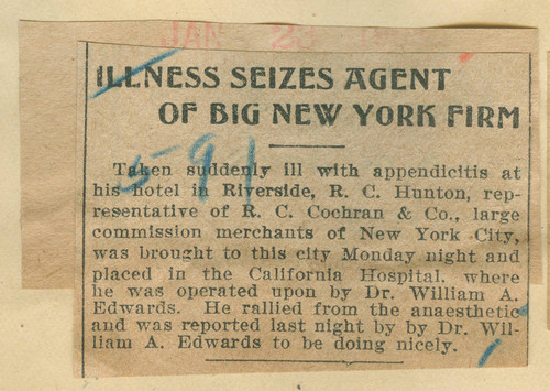 Illness seizes agent of big New York firm