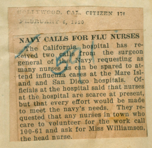 Navy calls for flu nurses