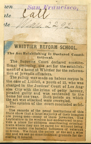 Whittier reform school