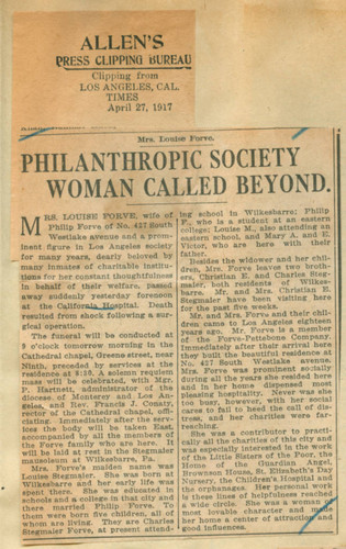 Philanthropic society woman called beyond