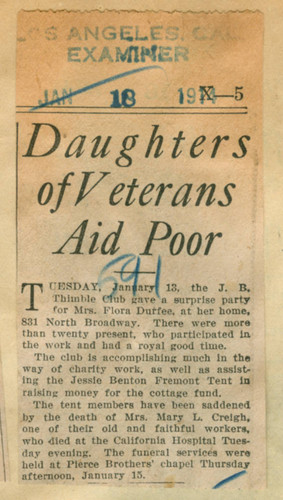 Daughters of veterans aid poor