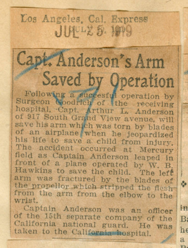 Captain Anderson's arm saved by operation