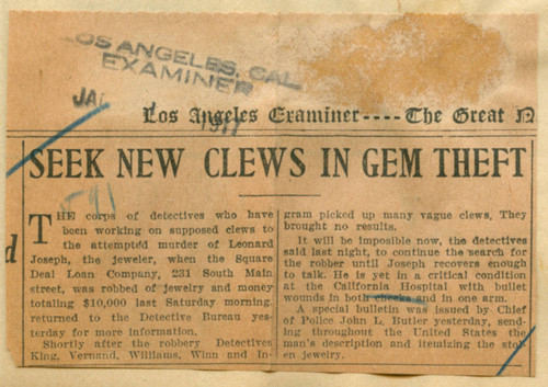 Seek new clews in gem theft