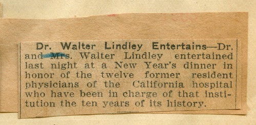 Dr. Walter Lindley entertains