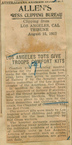 Los Angeles tots give troops comfort kits