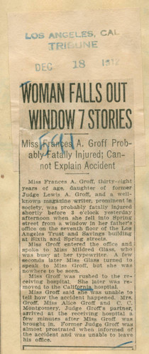 Woman falls out window seven stories