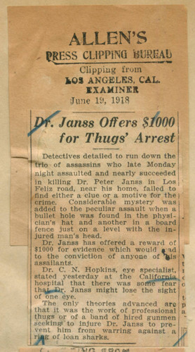 Dr. Janss offers $1000 for thugs' arrest