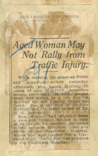 Aged woman may not rally from traffic injury