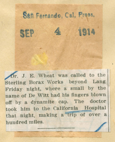 Accident at the Sterling Borax Works