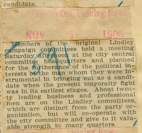 Lindley campaign committees