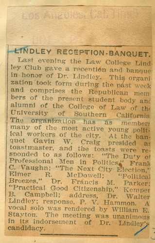 Lindley reception-banquet