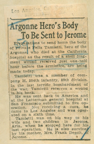 Argonne hero's body to be sent to Jerome