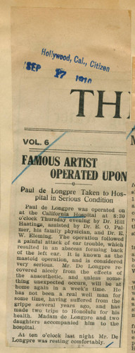 Famous artist operated upon