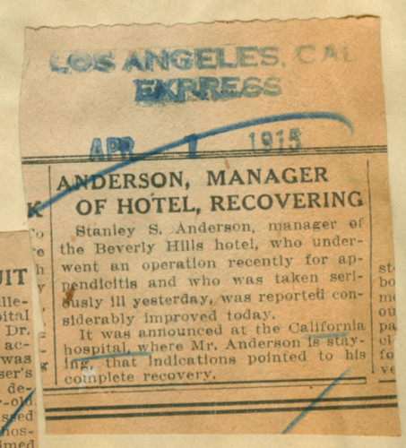 Anderson, manager of hotel recovering