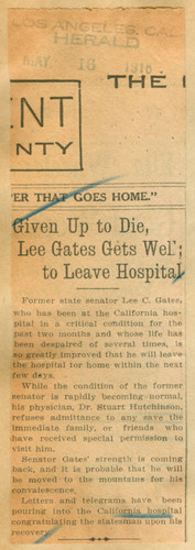 Given up to die, Lee Gates gets well to leave hospital