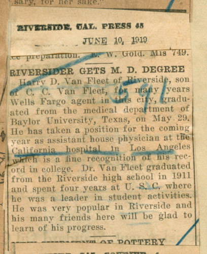 Riversider gets M. D. degree