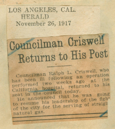 Councilman Criswell returns to his post