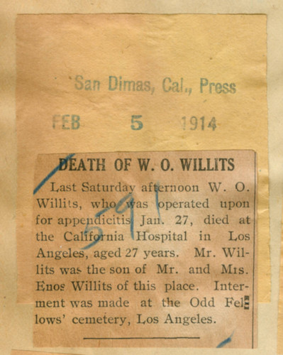 Death of W. O. Willits