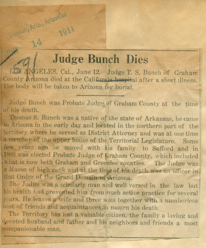 Judge Bunch dies