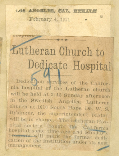 Lutheran church to dedicate hospital