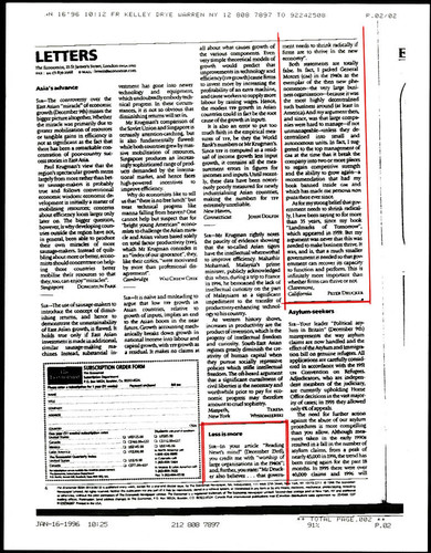 Peter F. Drucker letter to magazine editor