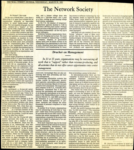 Peter F. Drucker article on changes in the nature of employee work life and employers