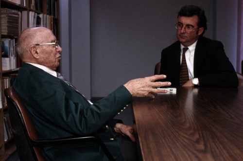 Peter Drucker being interviewed