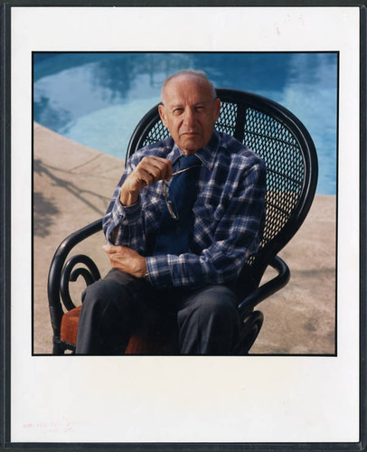 Photograph of Peter Drucker near pool