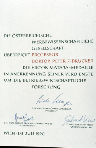 Peter F. Drucker Awards & Honorary Degrees