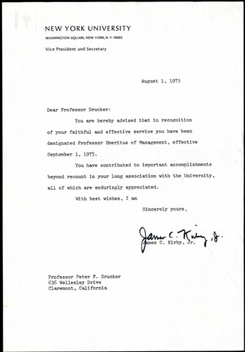 NYU letter, 1975