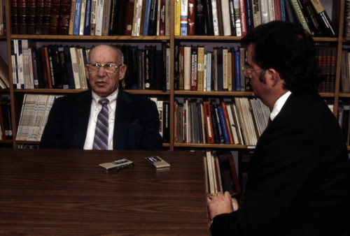 Peter Drucker being interviewed