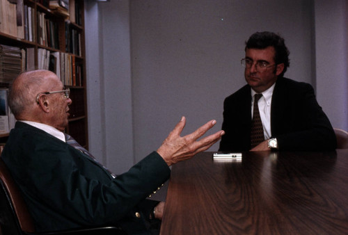 Peter Drucker being interviewed