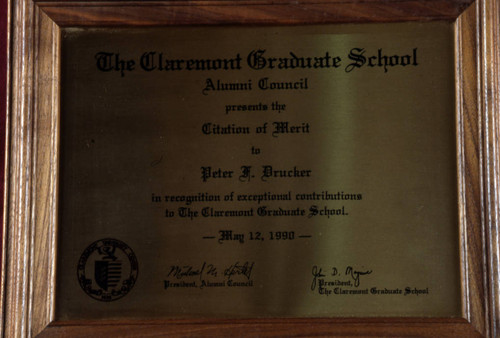 Claremont Graduate School citation of merit