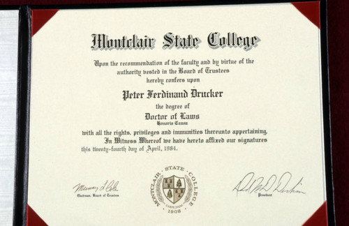 Montclair State College honorary degree