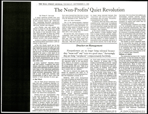 Peter F. Drucker WSJ article on non-profits