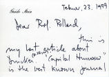 Correspondence from Guido Stein, 1999-02-23