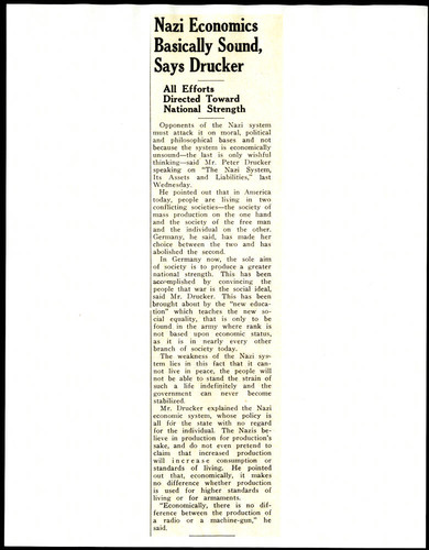 Article on Peter F. Drucker and Nazi economics