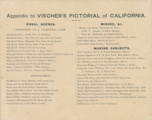 Appendix to Vischer's Pictorial of California