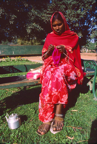 Woman knitting