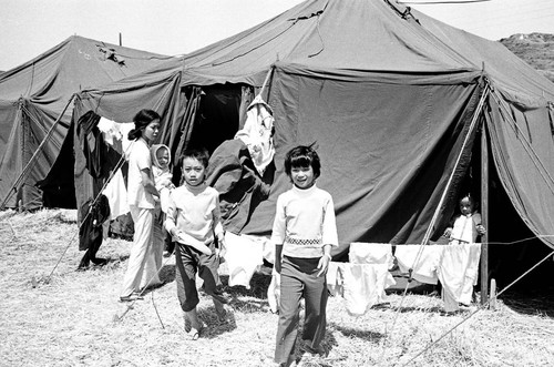 Children and tent