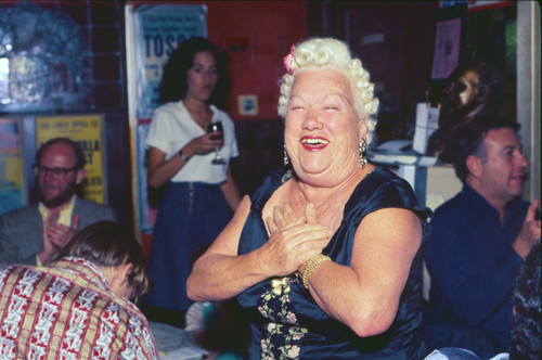 Dora Romani singing at Sarno's restaurant