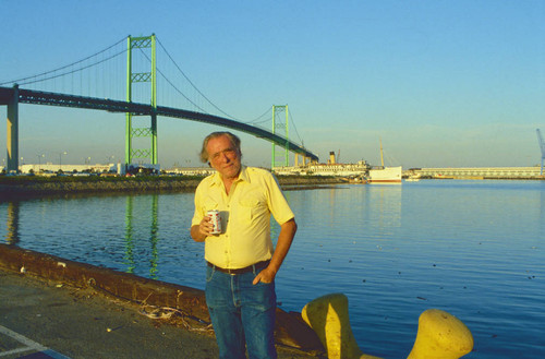 Charles Bukowski at the Vincent Thomas bridge