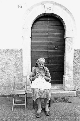 Woman knitting