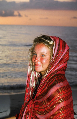 Blond rasta girl on beach