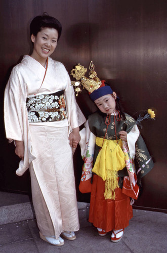 Buddhist Matsuri festival, mother and child