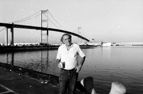 Charles Bukowski at the Vincent Thomas bridge