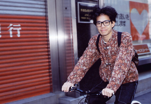 Teenager on bicycle