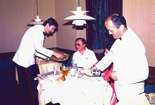 Waiters serving food