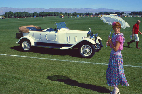 Vintage rolls royce and fashion model