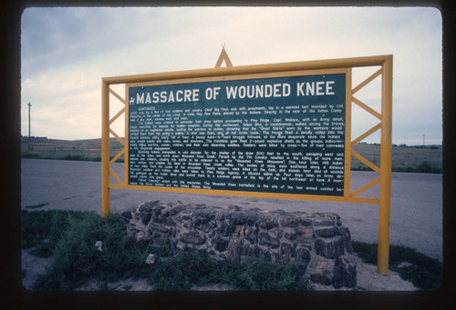 Massacre of Wounded Knee sign